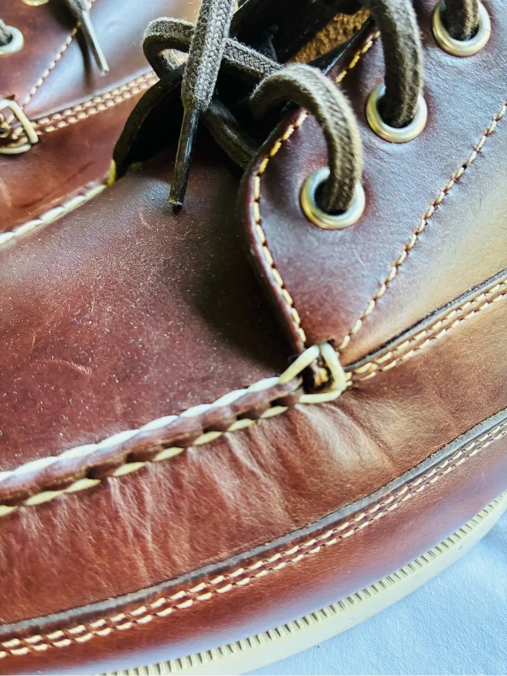 G.H. Bass & Co. Brown Leather Camp Moc Toe Boots, Size 11